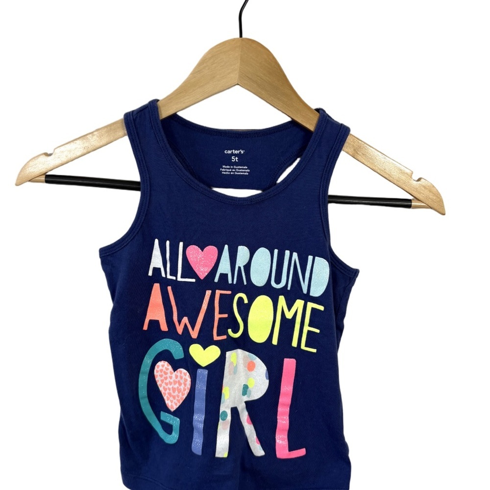 Carter’s 5T Girls Tank Top All Around Awesome Girl Graphic
